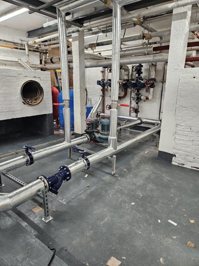 School Boiler Room improvement Case Study - Progress shot of work on a boiler room refit